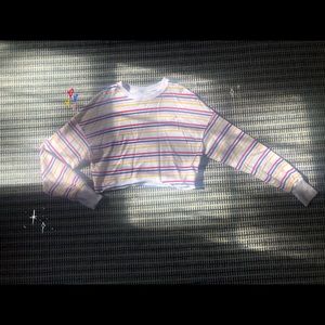 Multi-Colored Striped Cropped Sweater